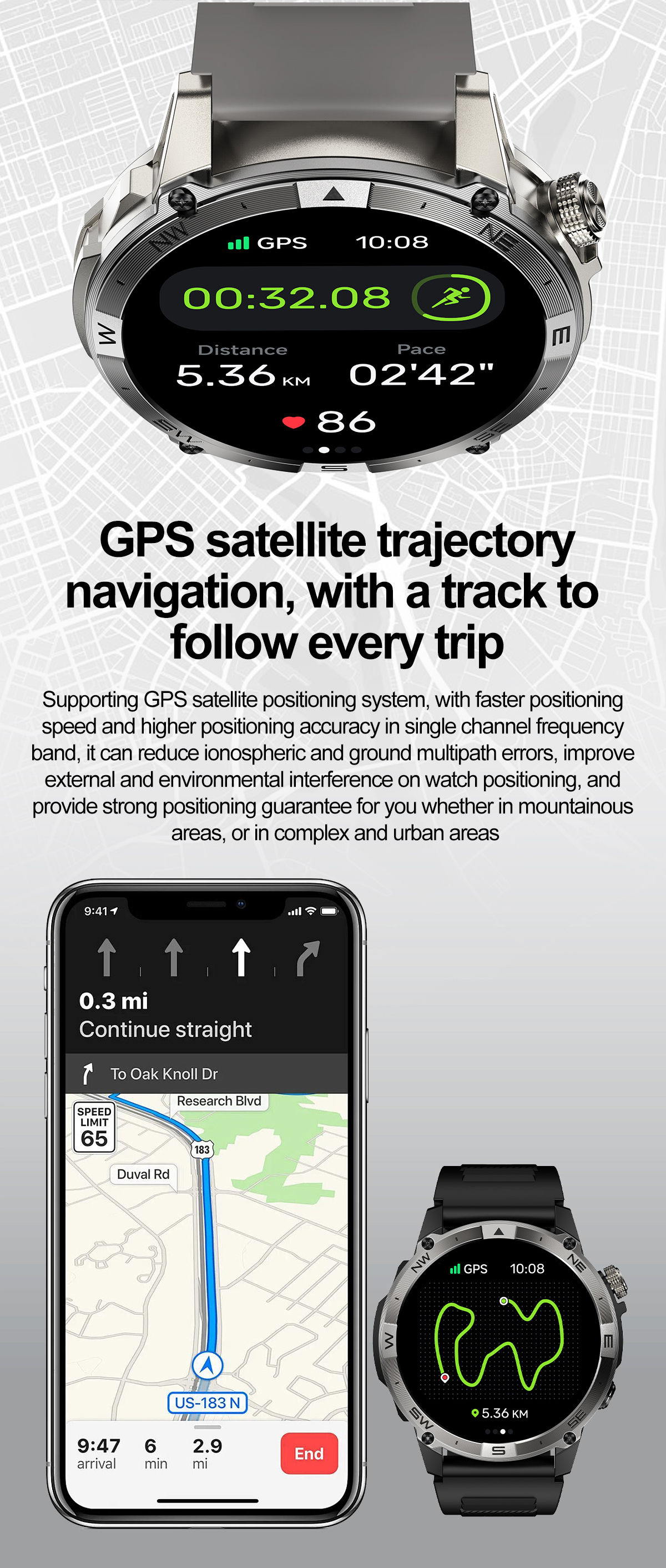 GPS Reloges Smart Watch AMOLED Fitness Wearable Tracker Bluetooth Call Sport Smartwatch