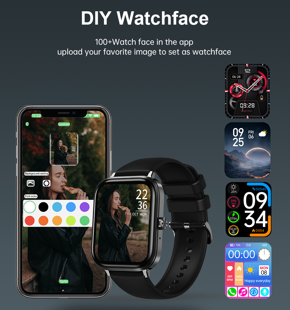 1.78” AMOLED Smart Watch BT Call/Make Call IOS Android Fitness Tracker Sleep Monitor Sport Moniter PeakSmart OEM