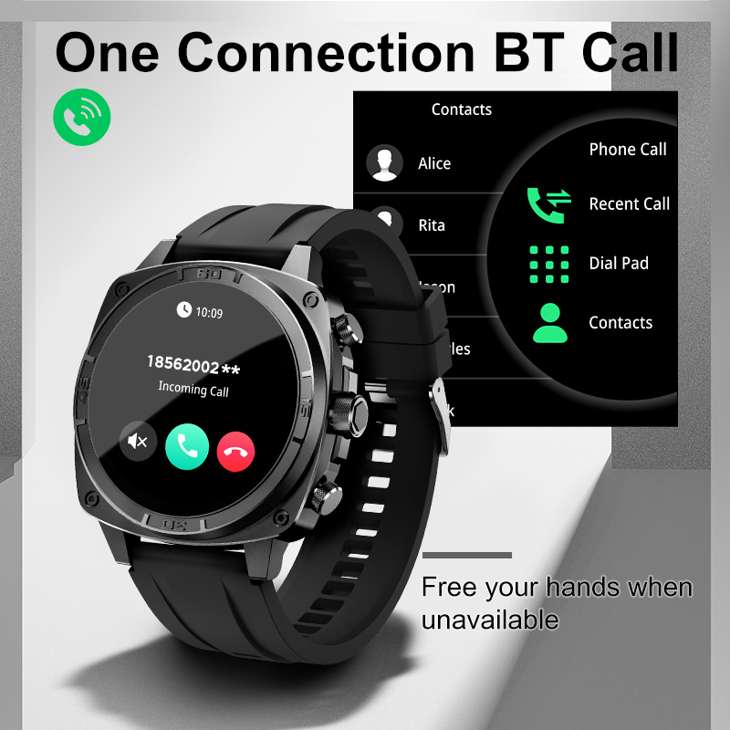 PeakSmart Fitness Tracter BT Call AMOLED 1.43” Sport GPS Healthcare Smart Watch Blood Pressure Monitor 100+ UI Watch Face