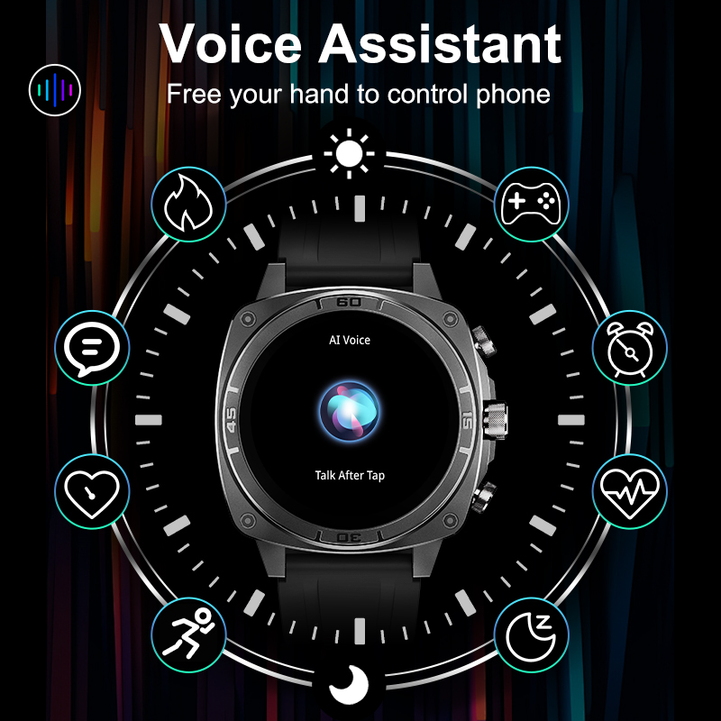 PeakSmart Fitness Tracter BT Call AMOLED 1.43” Sport GPS Healthcare Smart Watch Blood Pressure Monitor 100+ UI Watch Face