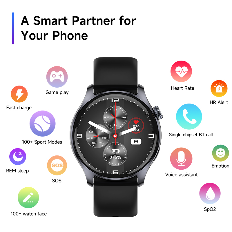 100+Sport Smart Watch Healthcare Sleep Monitor Amoled 1.43" Fitness Tracker