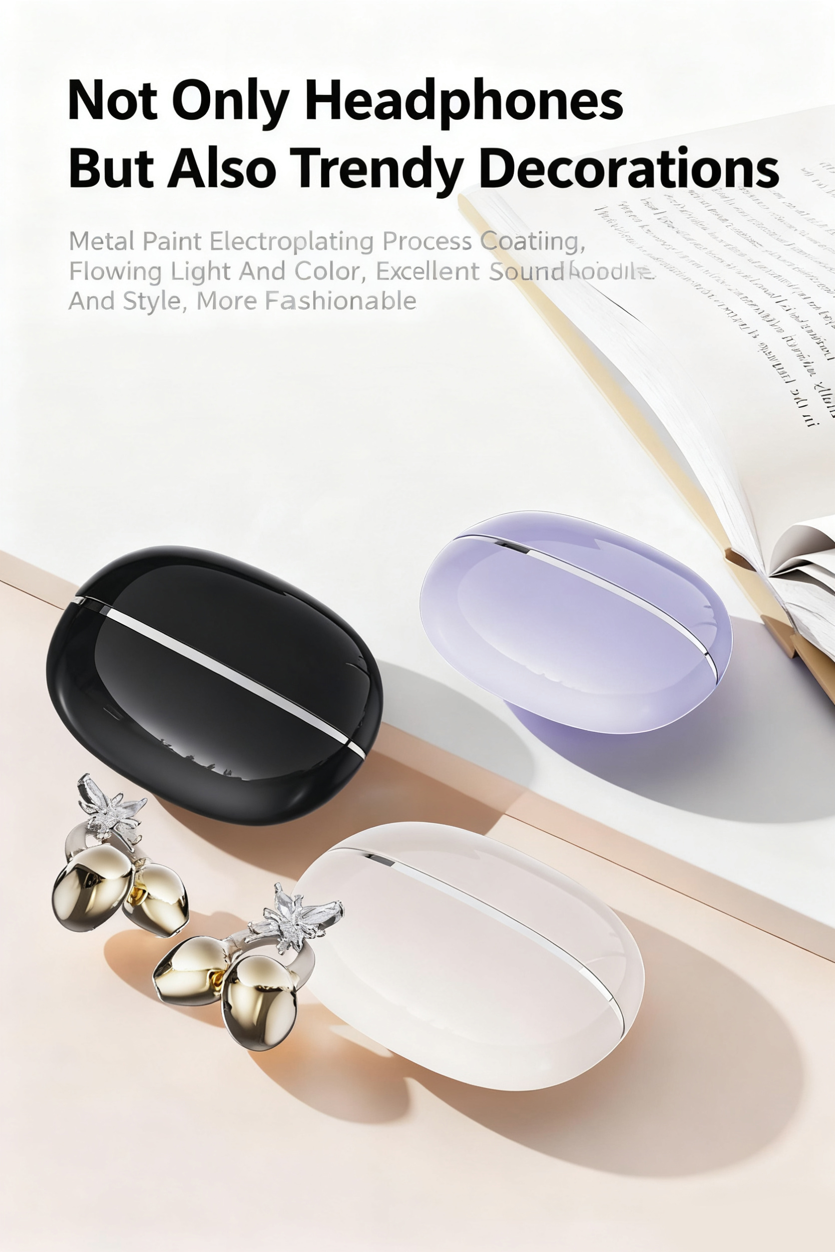 HiFi Stero Earphone Wireless Earbuds Clip Design with Ladies Diamond Buckle Earhook In-Ear Bluetooth TWS ENC