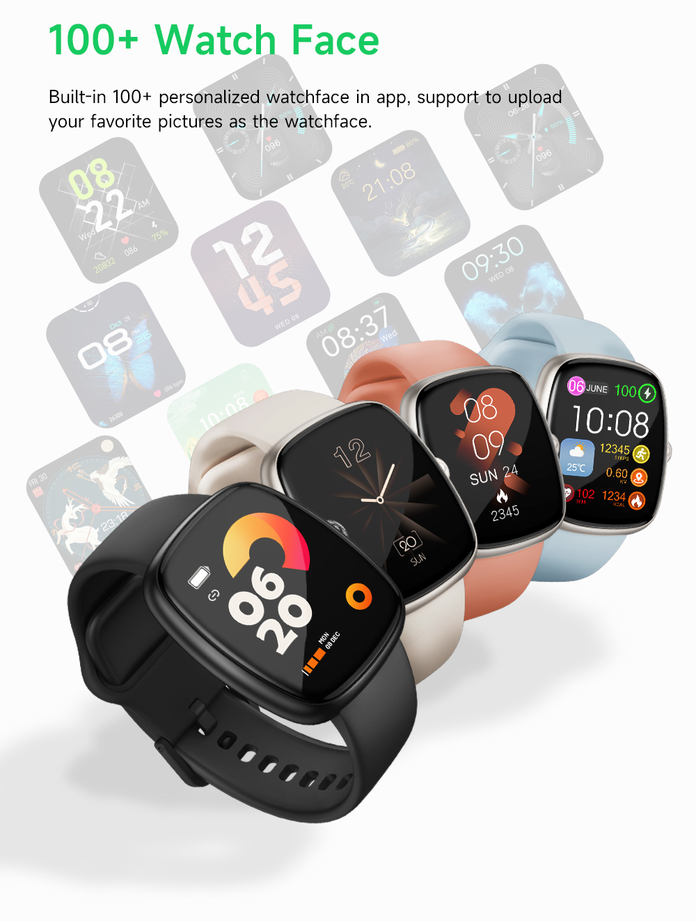 PeakSmart Fitness Tracker Sleeping Monitor 3D UI Display Sport Smartwatch Healthcare