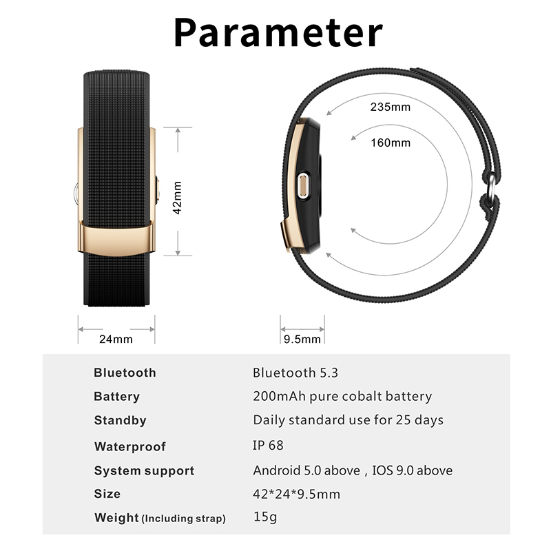 Smart Fitness Tracker Bracelet with Heart Rate Monitor, Multi-Sport Modes Waterproof Activity Tracker for Women Men Sport Band